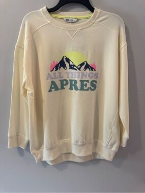 DSG Girls Cream Sweatshirt with Neon Yellow Trim XL NWT